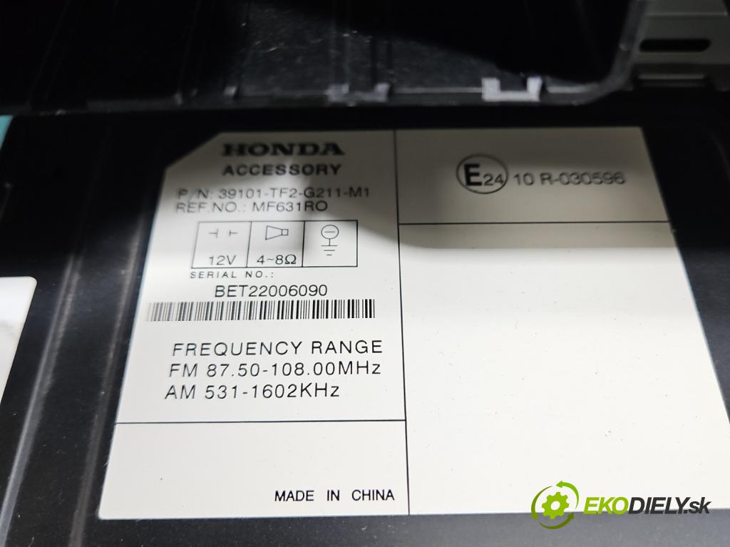 Honda Jazz III 2008-2014 1.2 16V 90 HP manual 66 kW 1198 cm3 5- Radio originál 39101-TF2-G211-M1