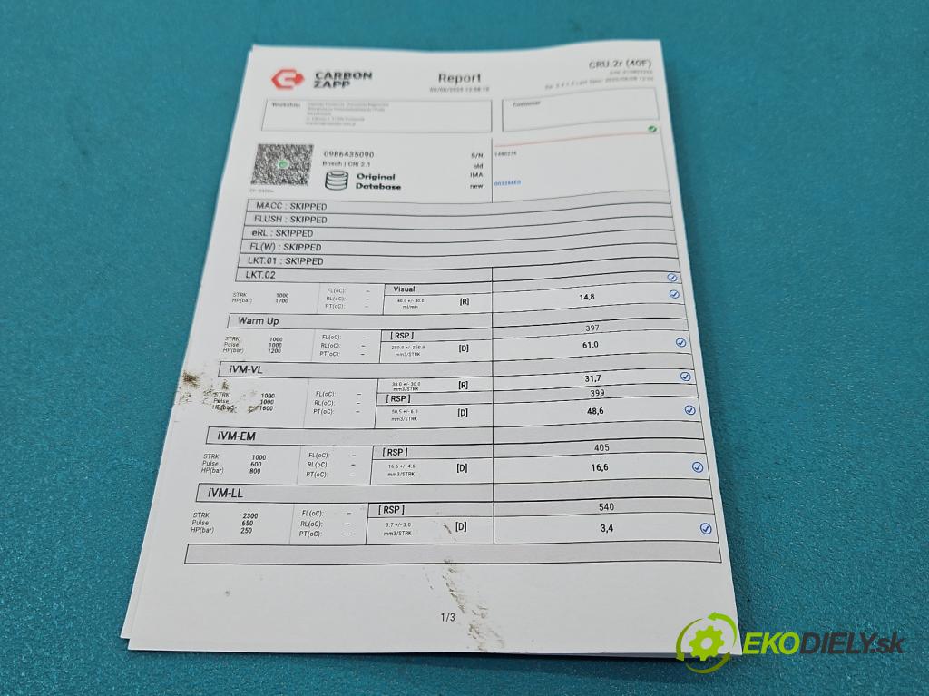 Peugeot 307 1.6 hdi 109 hp manual 80 kW 1560 cm3 5- vstřikovač 0986435090 (Vstřikovač paliva)