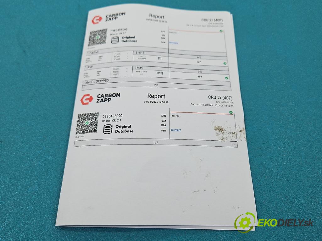 Peugeot 307 1.6 hdi 109 hp manual 80 kW 1560 cm3 5- vstřikovač 0986435090 (Vstřikovač paliva)