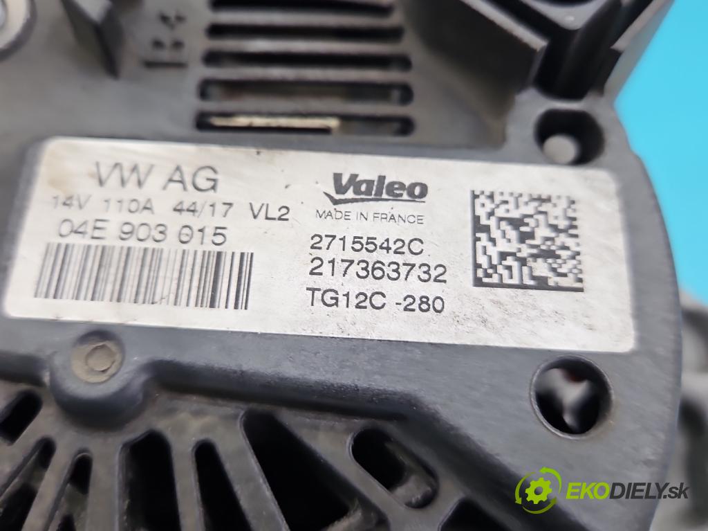 Skoda Rapid 2012-2019 1.0 TSI 95 HP manual 70 kW 999 cm3 5- Alternator 04E903015 (Alternátor)