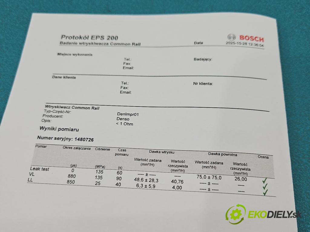 Toyota Corolla E12 2001-2009 2.0 D4D 116 hp manual 85 kW 1995 cm3 5- vstřikovač 23670-0G010 (Vstřikovač paliva)