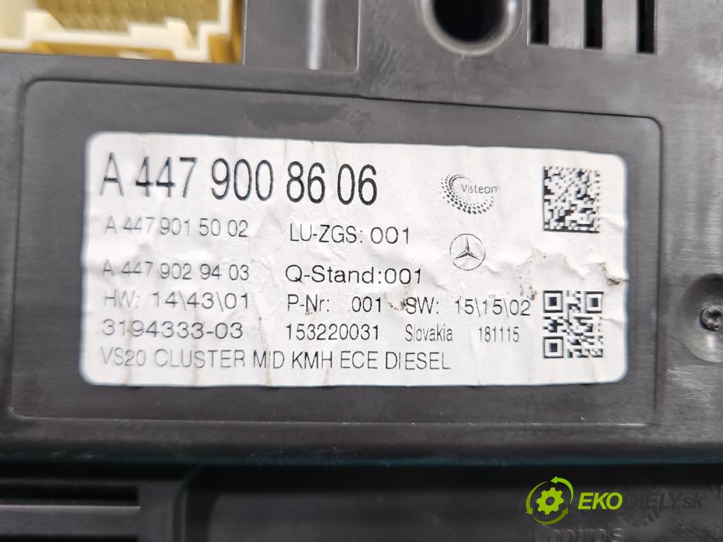 Mercedes Vito W447 2014- 2,2.0 CDI 136 HP automatic 100 kW 2143 cm3 5- prístrojovka/ budíky A4479008606 (Prístrojová doska)