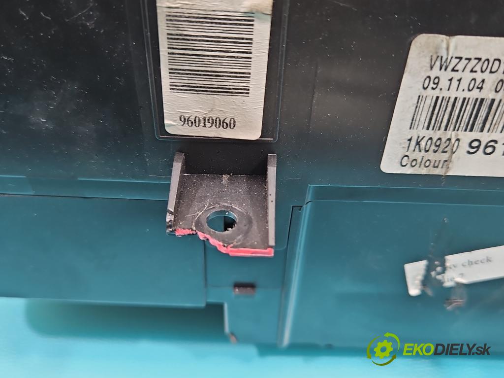 Vw Golf V 2003-2009 1.6 SR 102 HP manual 75 kW 1595 cm3 5- prístrojovka/ budíky 1K0920961B (Prístrojová doska)