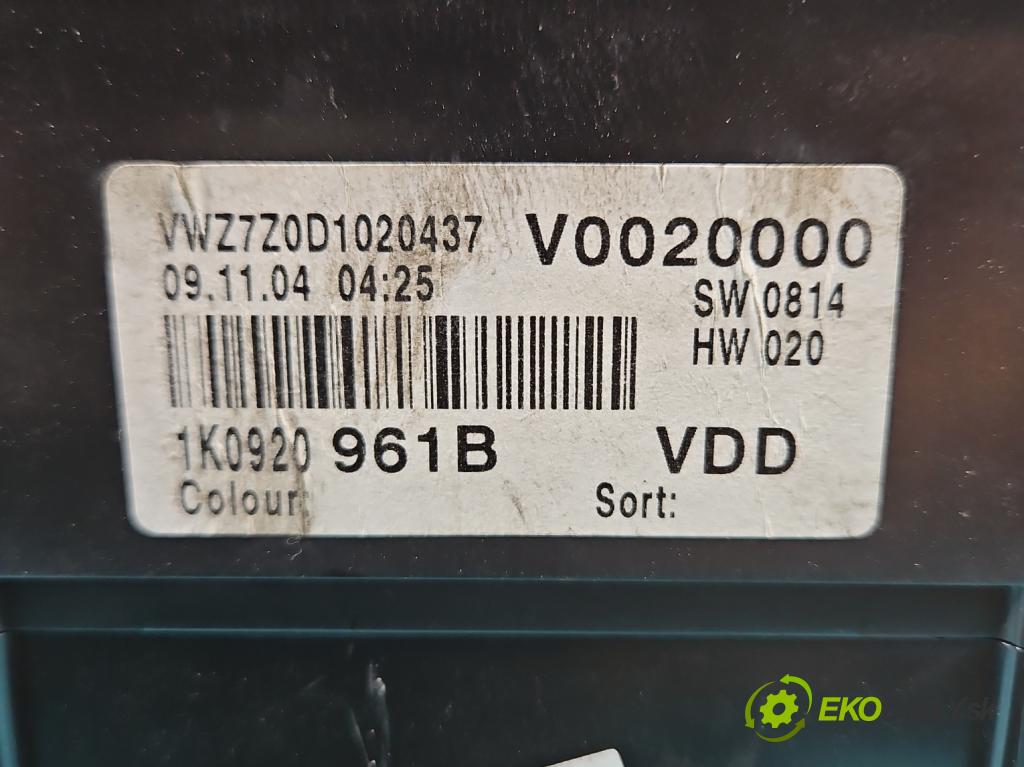 Vw Golf V 2003-2009 1.6 SR 102 HP manual 75 kW 1595 cm3 5- prístrojovka/ budíky 1K0920961B (Prístrojová doska)
