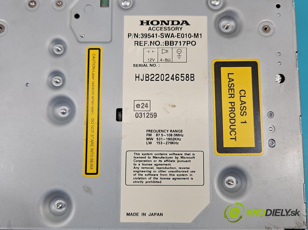Honda CR-V III 2006-2011 2.2 i-CTDi 140 HP manual 103 kW 2204 cm3 5- Radio originál 39541-SWA-E010-M1