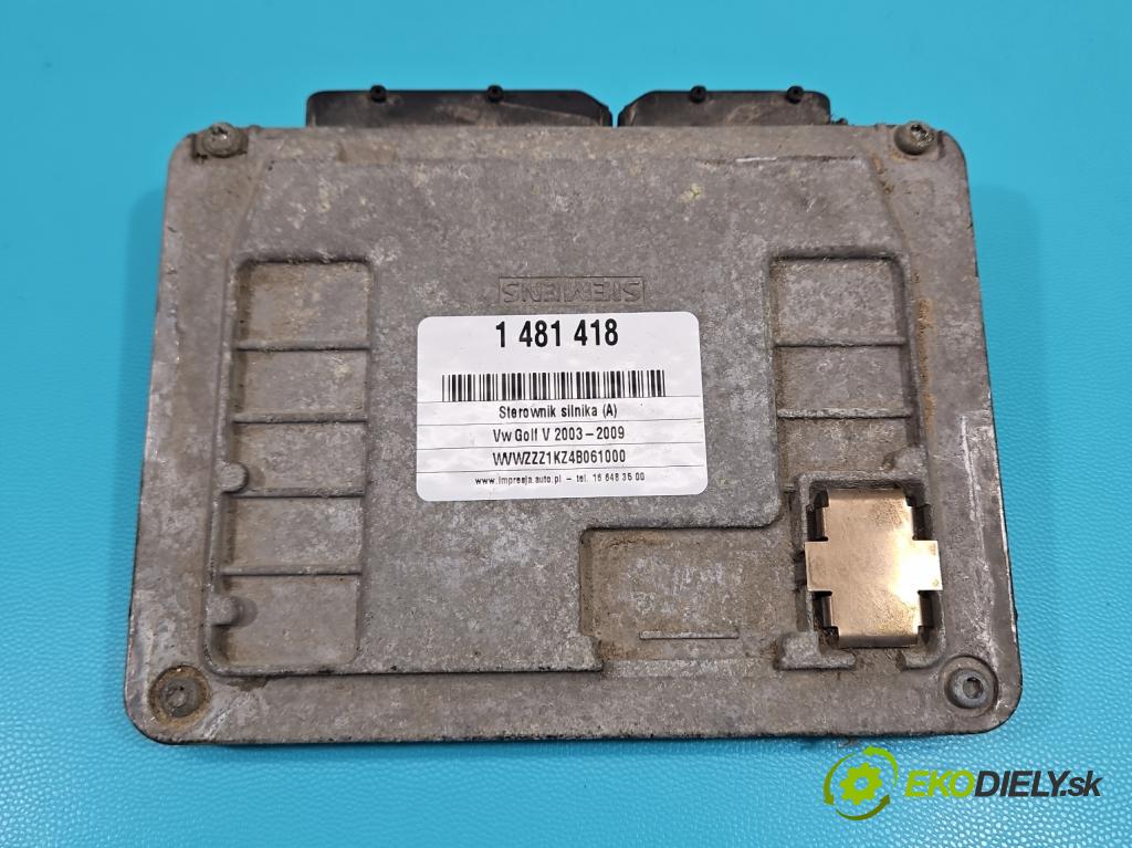Vw Golf V 2003-2009 1.6 SR 102 HP manual 75 kW 1595 cm3 5- riadiaca jednotka motora 06A906033CA