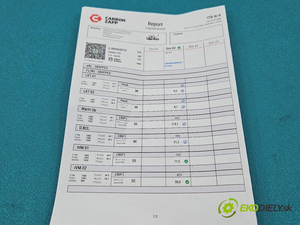 Citroen C5 II 2008-2017 2.0 hdi 140 HP manual 103 kW 1997 cm3 4- vstrek EJBR06001D (Vstrekovač paliva)