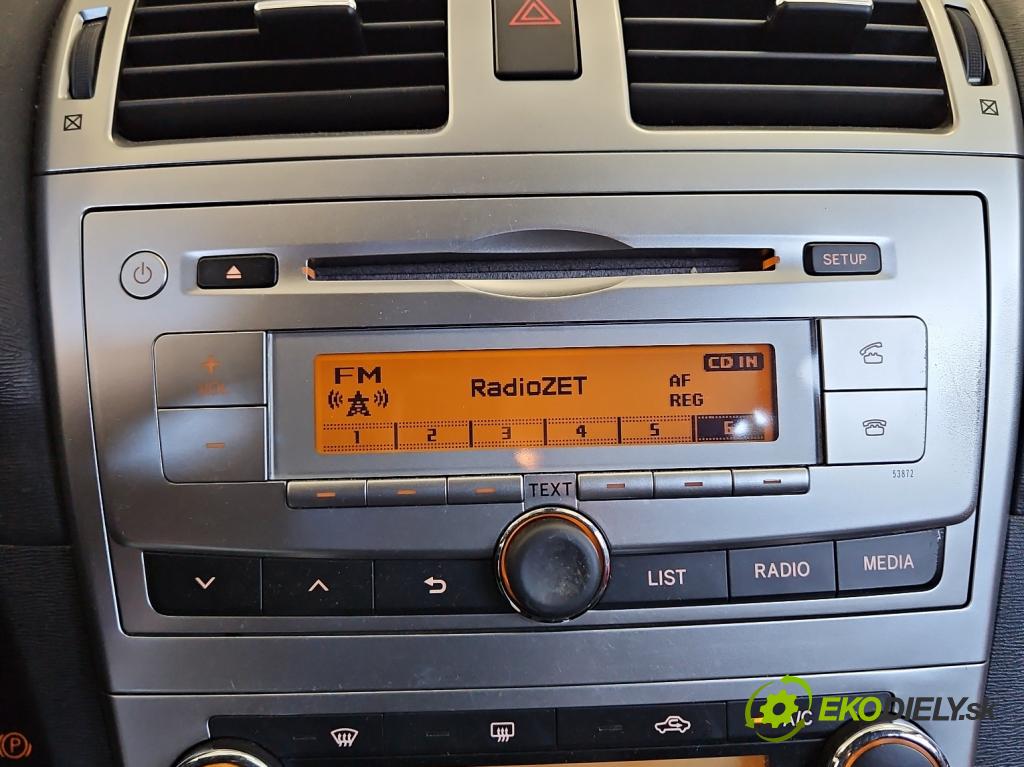 Toyota Avensis III T27 2009-2018 1.8 vvti 147 HP manual 108 kW 1798 cm3 5- Radio originál 86120-05220