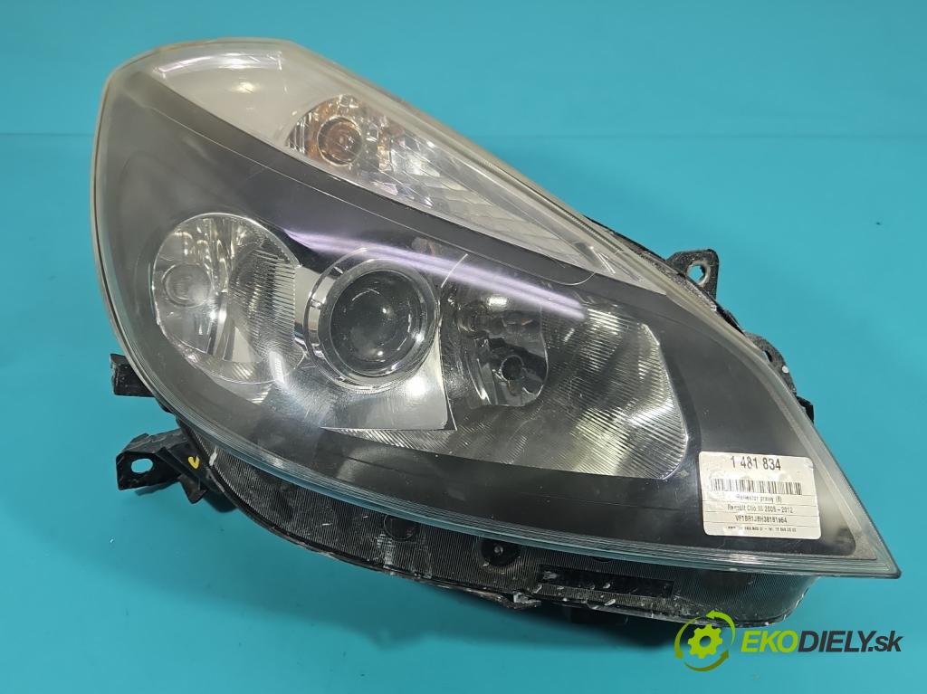 Renault Clio III 2005-2012 1.2 16V 75 HP manual 55 kW 1149 cm3 5- Reflektor: pravý  (Svetlo predné pravé)