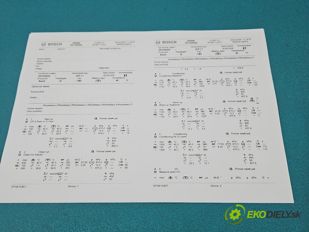 Vw Caddy III 2K 2003-2020 2.0 SDI 69KM manual 51 kW 1968 cm3 4- vstřikovací čerpadlo 0414720232 (Vstřikovač paliva)