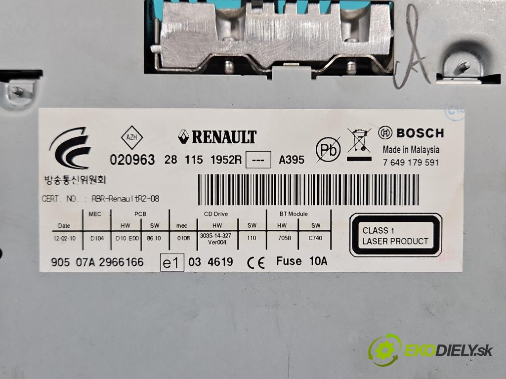 Renault Koleos I 2008-2016 2.0 dci 150 HP manual 110 kW 1995 cm3 5- Radio originál 281151952R