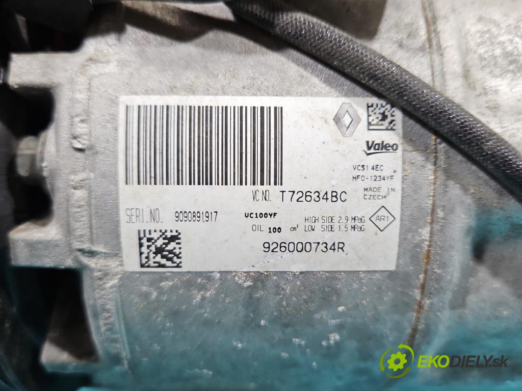 Renault Captur I 2013-2019 0.9 Tce 90 HP manual 66 kW 898 cm3 5- Kompresor: klimatizácie 926000734R (Kompresor klimatizácie)