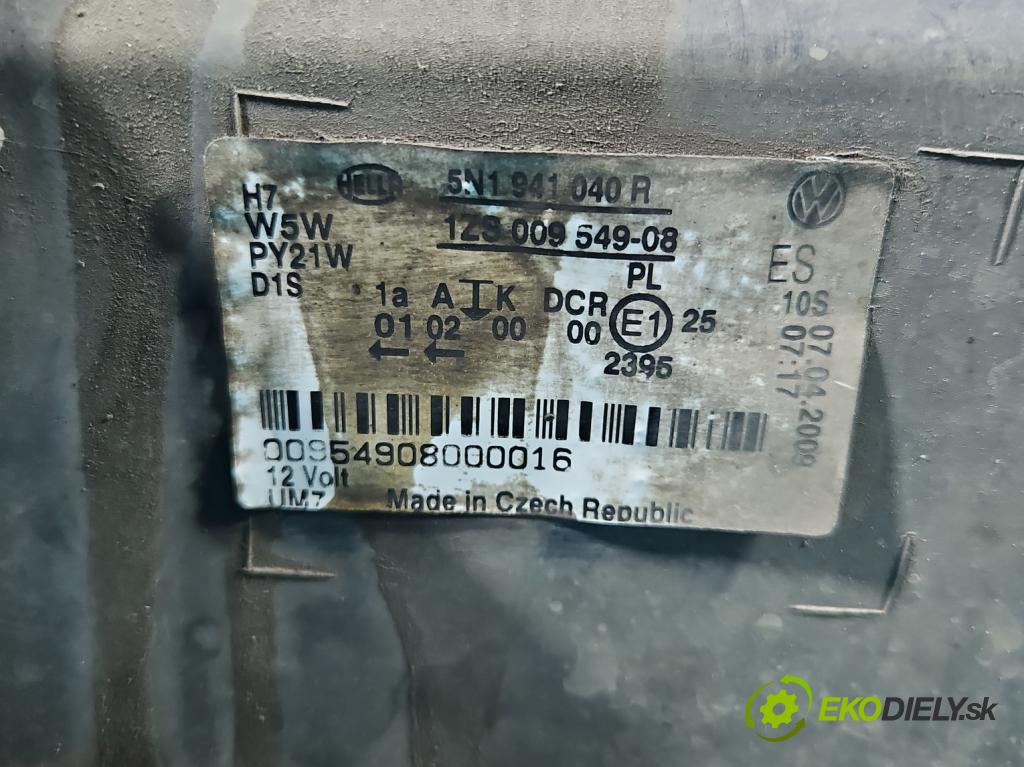Vw Tiguan I 2007-2016 2.0 tdi 140 HP automatic 103 kW 1968 cm3 5- Reflektor: pravý 5N1941040R (Svetlo predné pravé)