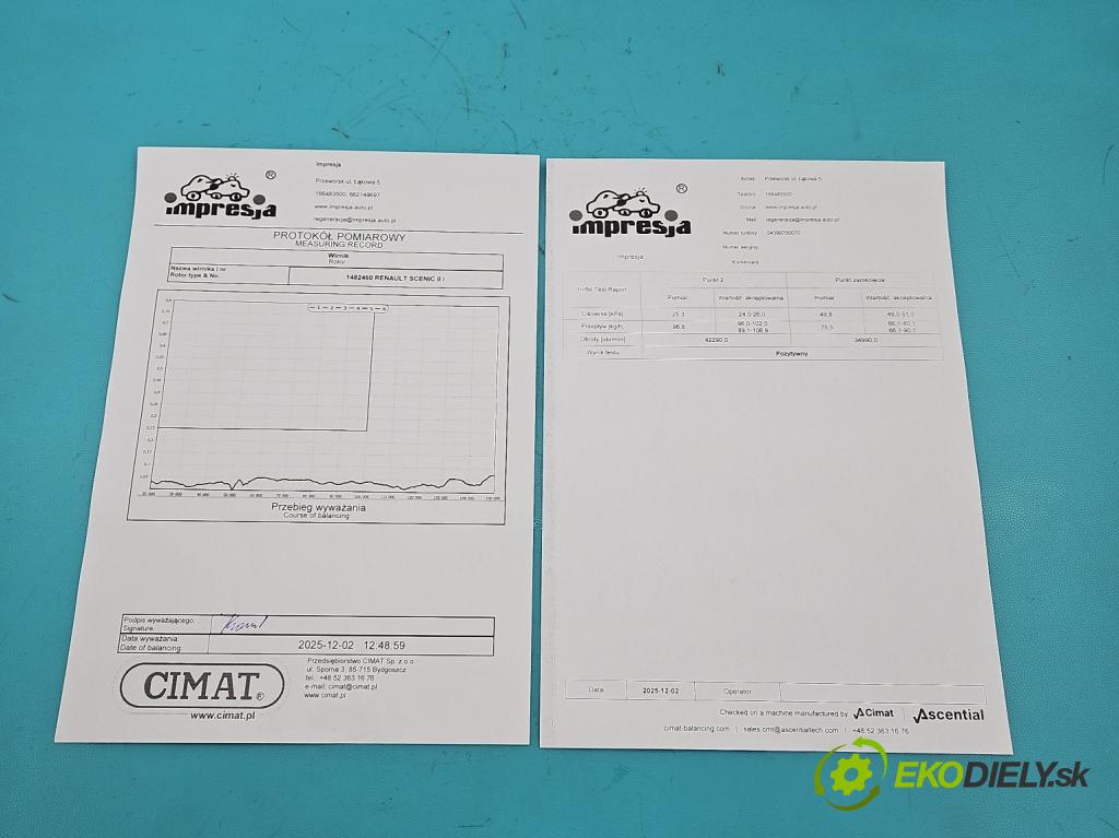 Renault Scenic II 2003-2009 1.5 dci 106 HP manual 78 kW 1461 cm3 5- turbodúchadlo, turbo repasovaná 54399700070