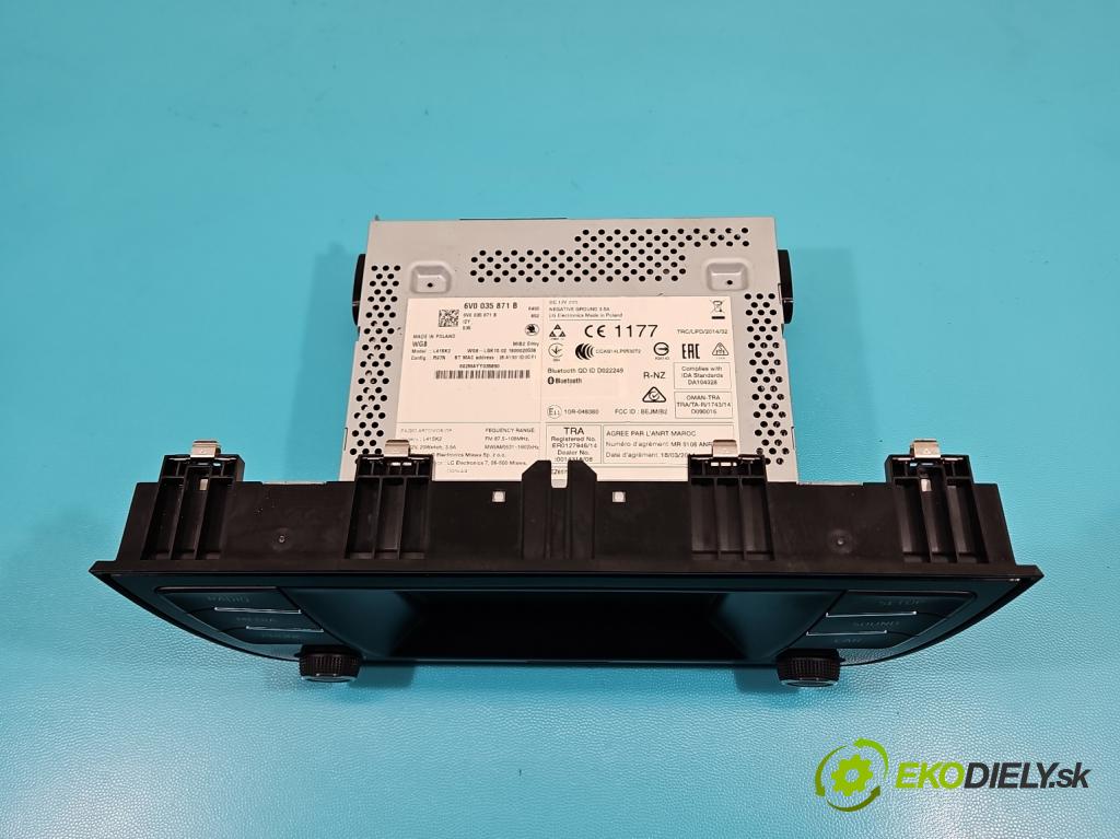 Skoda Fabia III 2014- 2021 1.4 tdi 105 HP manual 77 kW 1422 cm3 5- Radio originál 6V0035871B