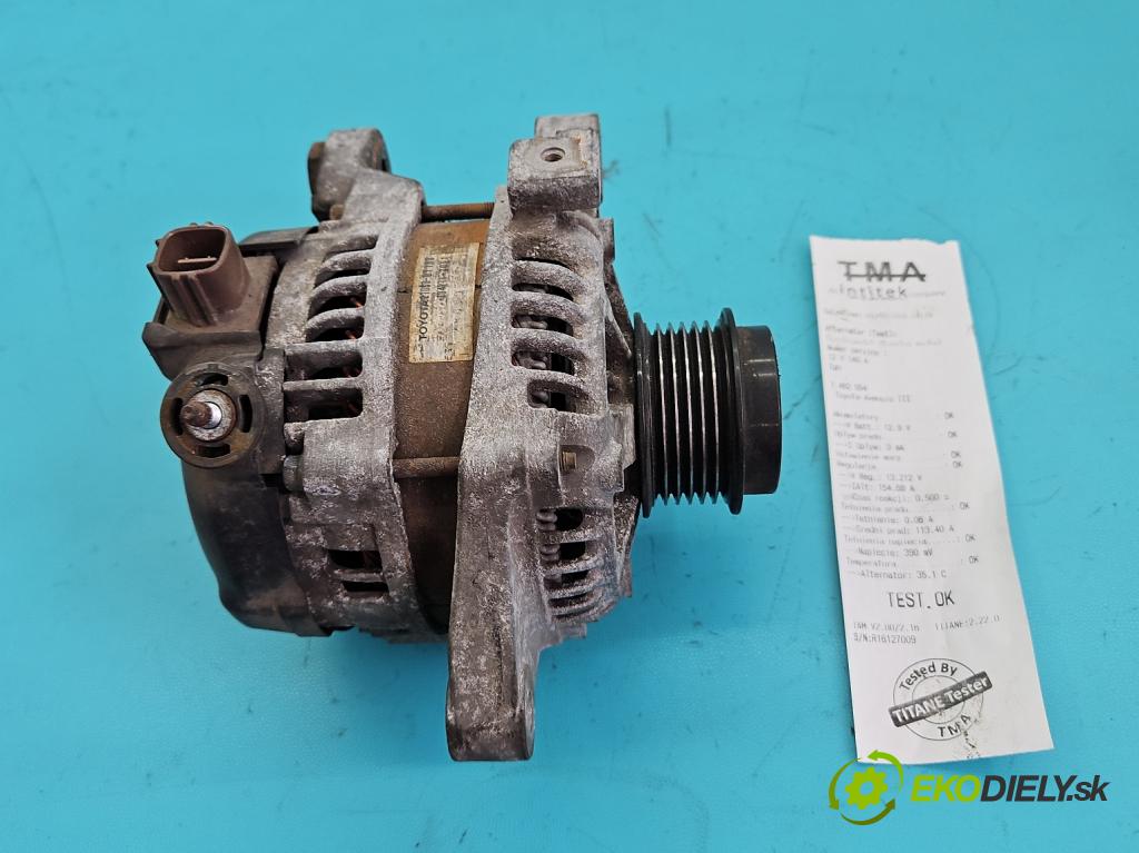 Toyota Avensis III T27 2009-2018 1.8 vvti 147 HP manual 108 kW 1798 cm3 5- Alternator 27060-0T180 (Alternátor)