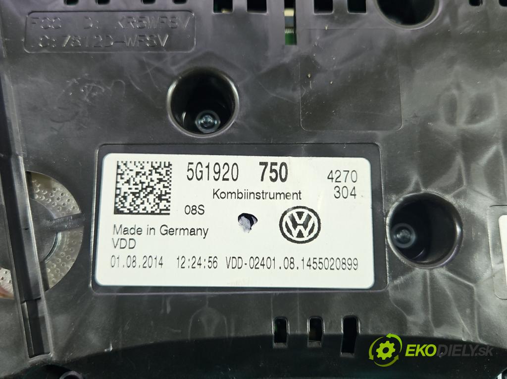 Vw Golf VII 2012-2020 1.4 TSI 150 HP automatic 110 kW 1395 cm3 5- prístrojovka/ budíky 5G1920750 (Prístrojová doska)