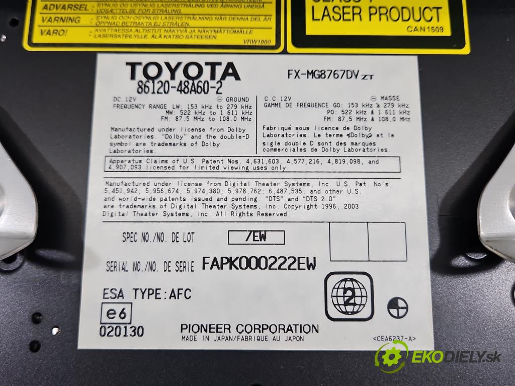 Lexus RX II 2003-2008 3.5 V6 automatic 203 kW 3456 cm3 5- Radio originál 86120-48A60-2