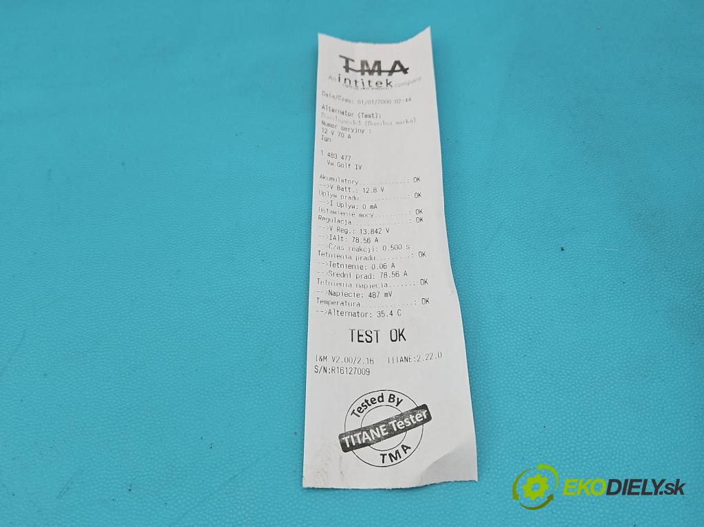 Vw Golf IV 1997-2003 1.4 16v 75 HP manual 55 kW 1390 cm3 5- Alternator 037903025L (Alternátor)