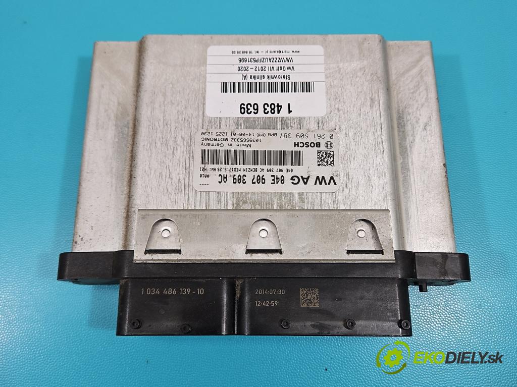 Vw Golf VII 2012-2020 1.4 TSI 150 HP automatic 110 kW 1395 cm3 5- riadiaca jednotka motora 04E907309AC