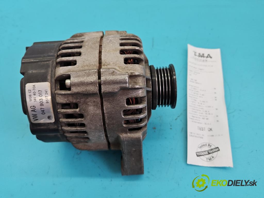 Skoda Fabia I 1999-2007 1.4 mpi 68 HP manual 50 kW 1397 cm3 4- Alternator 047903017 (Alternátor)