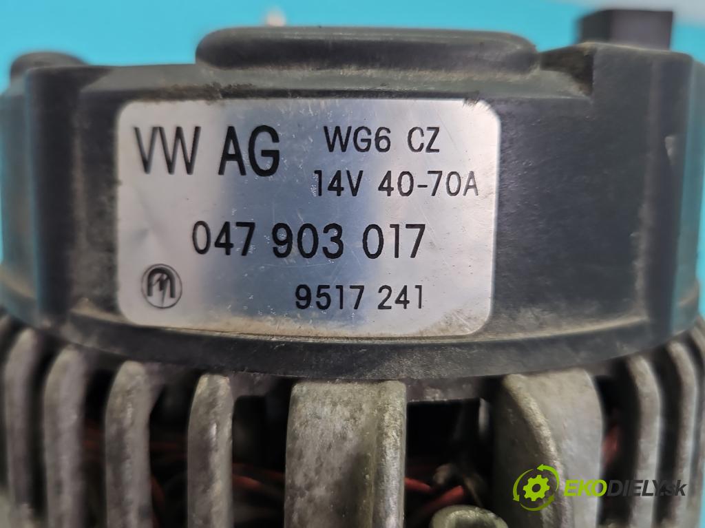 Skoda Fabia I 1999-2007 1.4 mpi 68 HP manual 50 kW 1397 cm3 4- Alternator 047903017 (Alternátor)