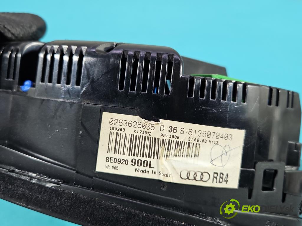 Audi A4 B6 2000-2004 2.0 20V 131 HP manual 96 kW 1984 cm3 4- prístrojovka/ budíky 0263626036 (Prístrojová doska)