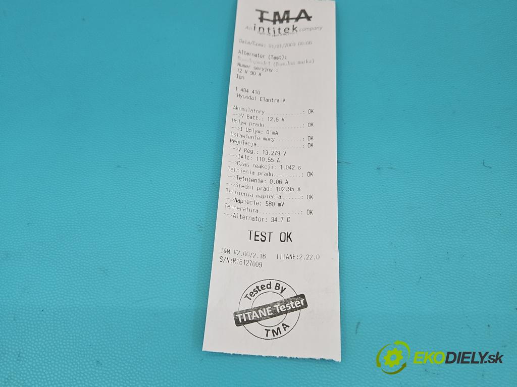 Hyundai Elantra V 2010-2016 1.6 GDI 132  HP manual 97 kW 1591 cm3 4- Alternator 37300-2B101 (Alternátor)