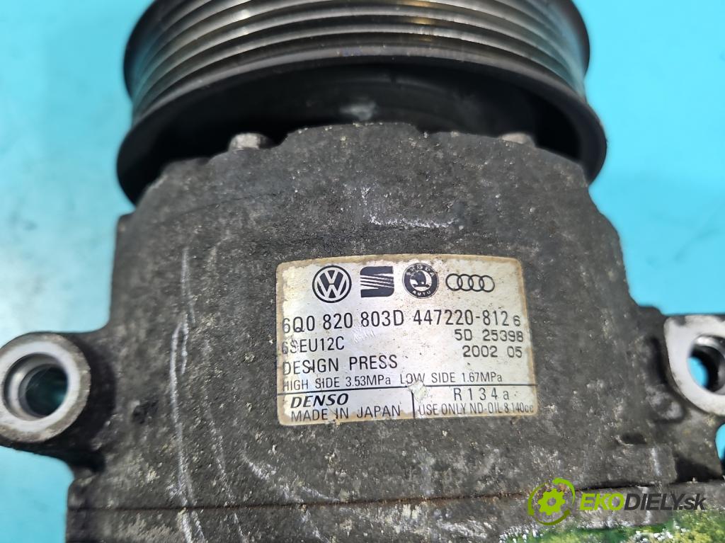 Seat Ibiza III 6L 2002-2008 1.9 tdi 101 HP manual 74 kW 1896 cm3 5- Kompresor: klimatizácie 6Q0820803D (Kompresor klimatizácie)