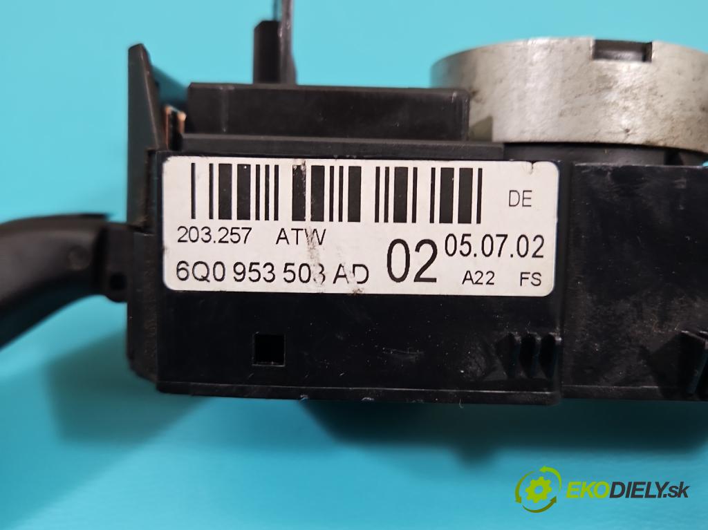 Seat Ibiza III 6L 2002-2008 1.9 tdi 101 HP manual 74 kW 1896 cm3 5- prepínač komplex: 6Q0953503AD (Prepínacie páčky pod volantom)