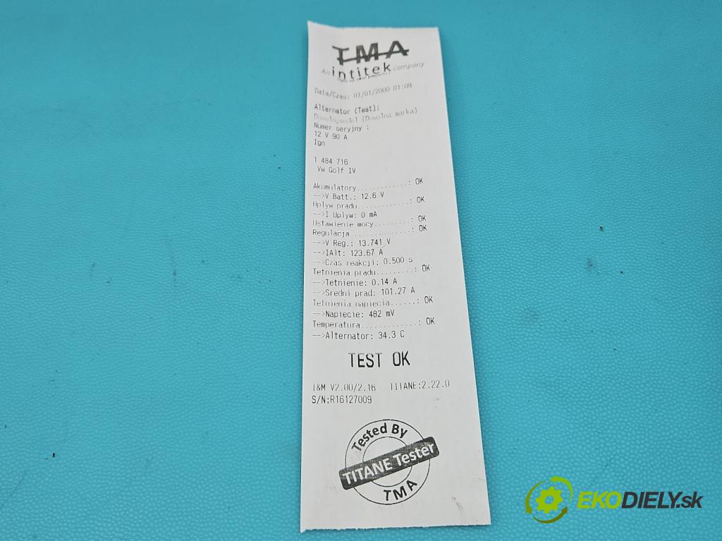 Vw Golf IV 1997-2003 2.0 8V 116 HP manual 85 kW 1984 cm3 5- Alternator 030903023J (Alternátor)
