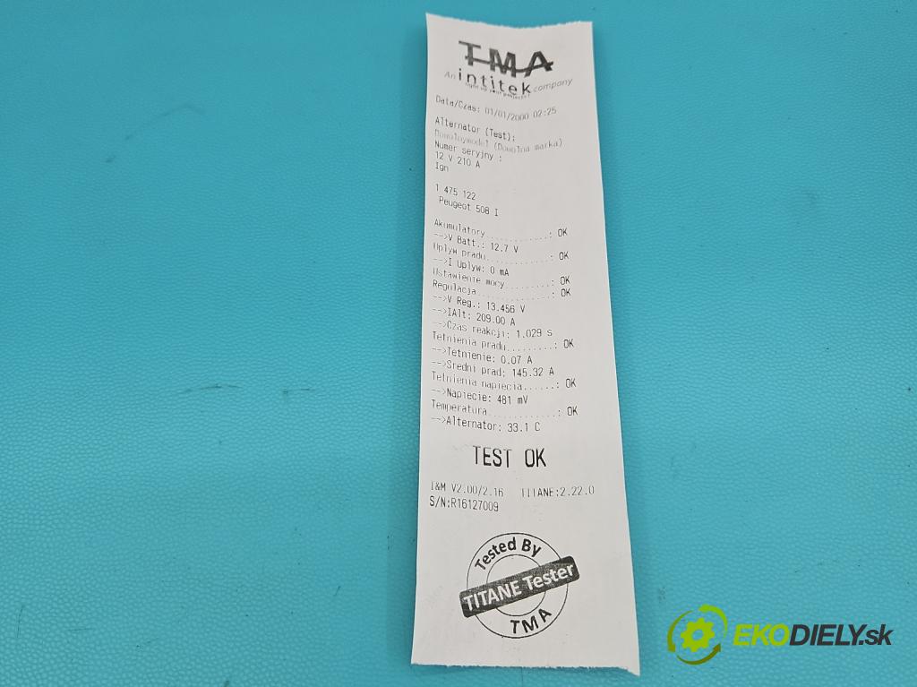 Peugeot 508 I 2010-2018 2.0 hdi 150 HP manual 110 kW 1997 cm3 4- Alternator 9807995580 (Alternátor)