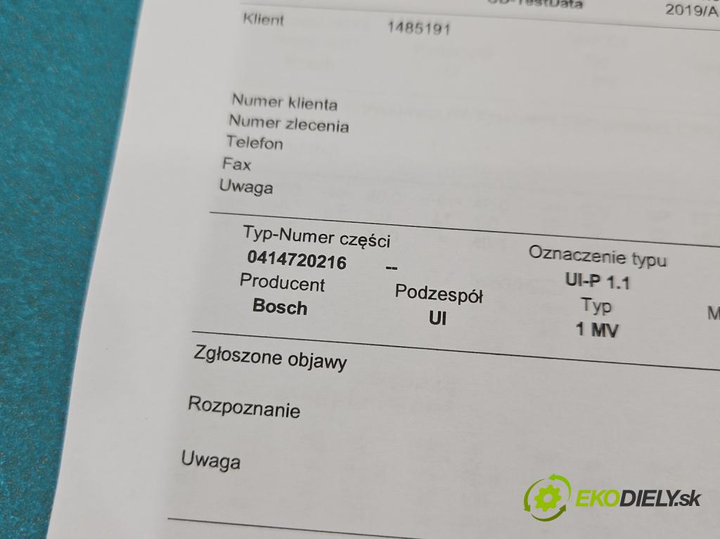 Skoda Superb I 2001-2008 1.9 tdi 131 hp automatic 96 kW 1896 cm3 4- vstřikovací čerpadlo 0414720216 (Vstřikovač paliva)