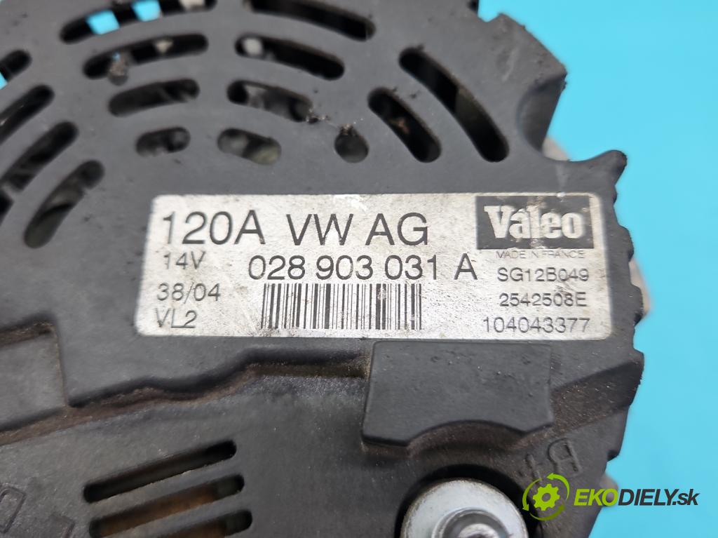 Skoda Superb I 2001-2008 1.9 tdi 131 HP automatic 96 kW 1896 cm3 4- Alternator 028903031A (Alternátor)