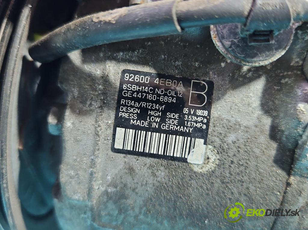 Nissan Qashqai II J11 2013-2021 1.2 T 116 HP manual 85 kW 1197 cm3 5- Kompresor: klimatizácie 926004EB0A (Kompresor klimatizácie)