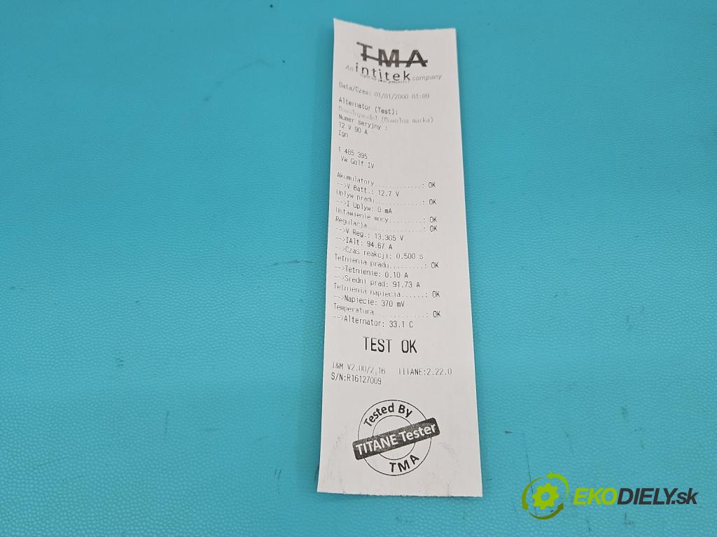 Vw Golf IV 1997-2003 1.6 SR 101 HP manual 74 kW 1595 cm3 5- Alternator 037903025C (Alternátor)