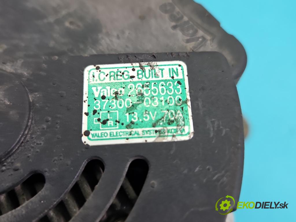 Hyundai I10 I 2008-2013 1.2 16V 78 HP manual 57,3 kW 1248 cm3 5- Alternator 37300-03100 (Alternátor)