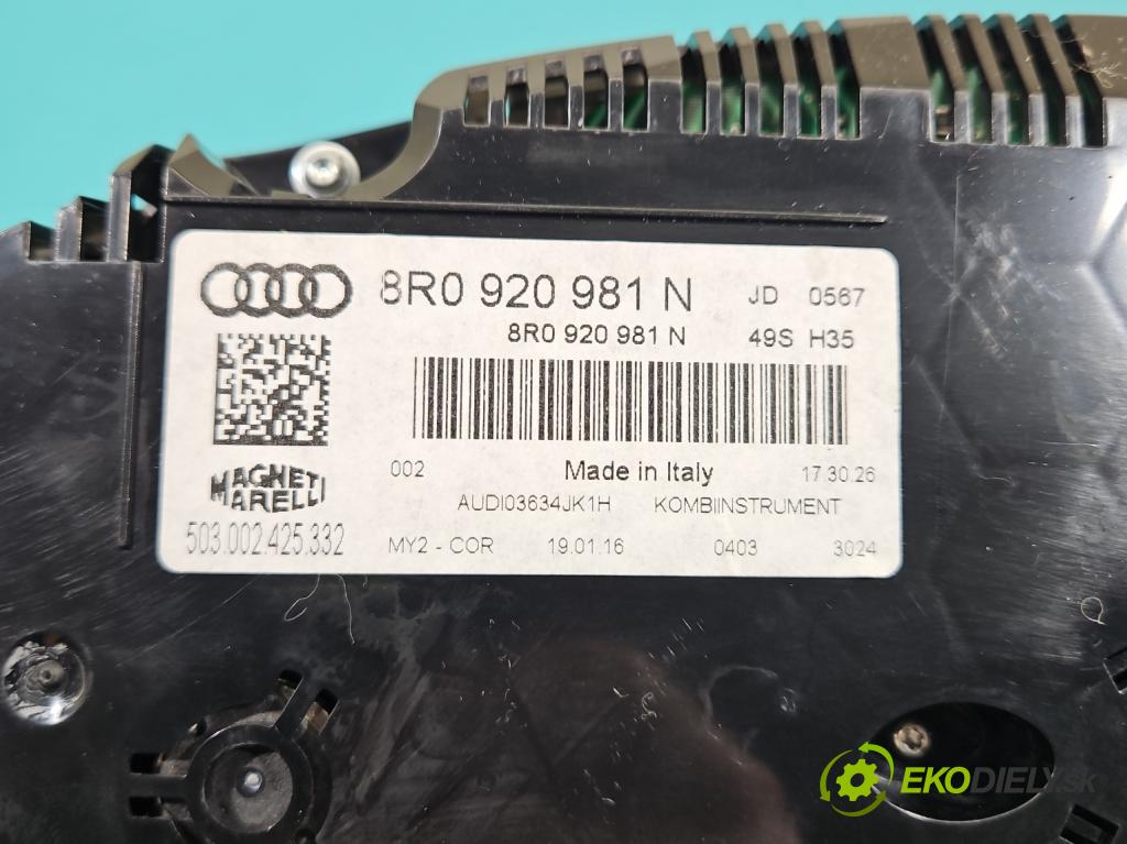 Audi Q5 2008-2016 2.0 tfsi: 220KM automatic 162 kW 1984 cm3 5- prístrojovka/ budíky 8R0920981N (Prístrojová doska)