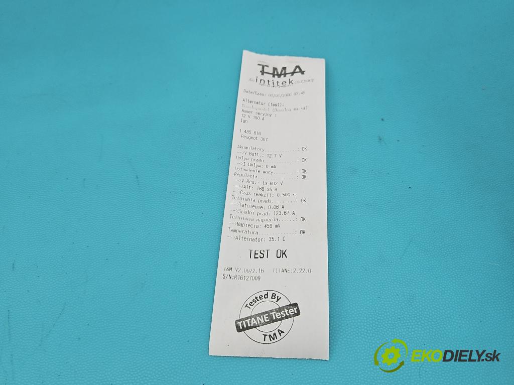 Peugeot 307 2.0 hdi 107 HP manual 79 kW 1997 cm3 5- Alternator 9646321880 (Alternátor)