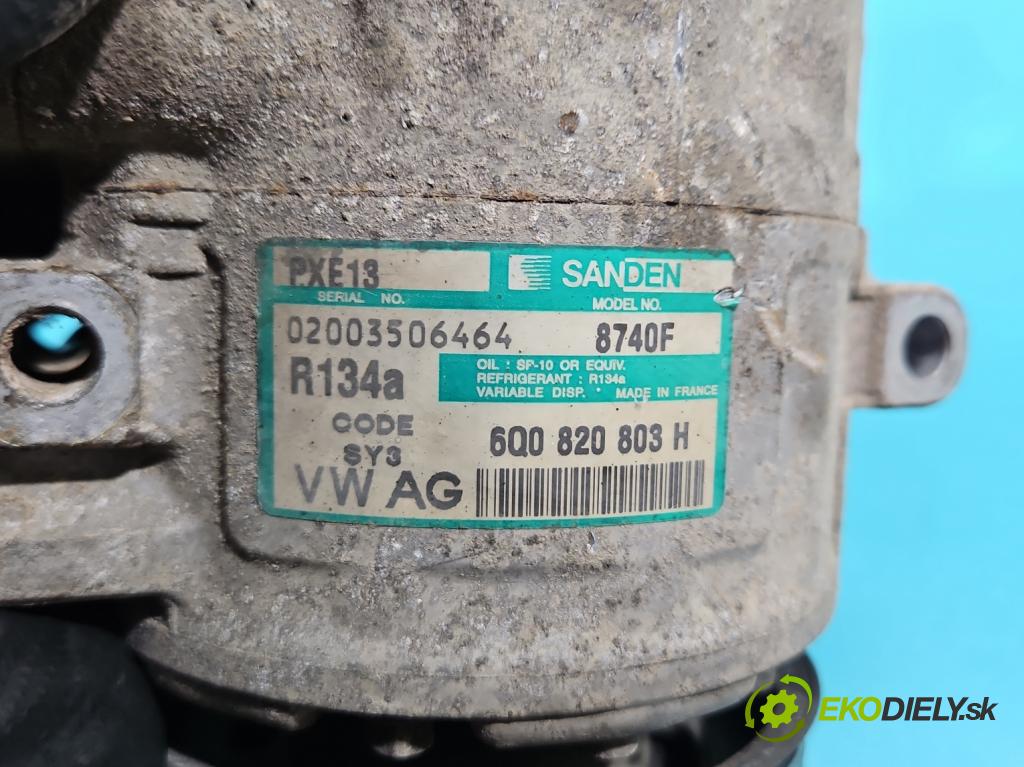 Skoda Fabia I 1999-2007 1.4 16v 75 HP manual 55 kW 1390 cm3 5- Kompresor: klimatizácie 6Q0820803H (Kompresor klimatizácie)