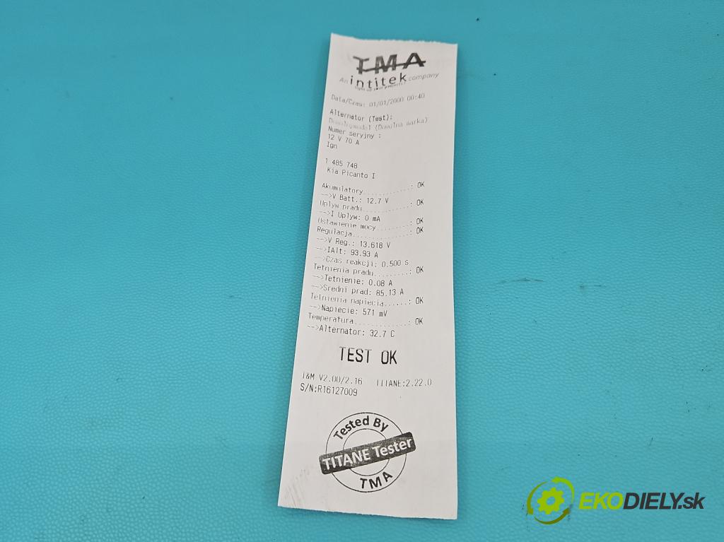 Kia Picanto I 2003-2011 1.0 8v 61 HP manual 45 kW 999 cm3 5- Alternator 37300-02551 (Alternátor)