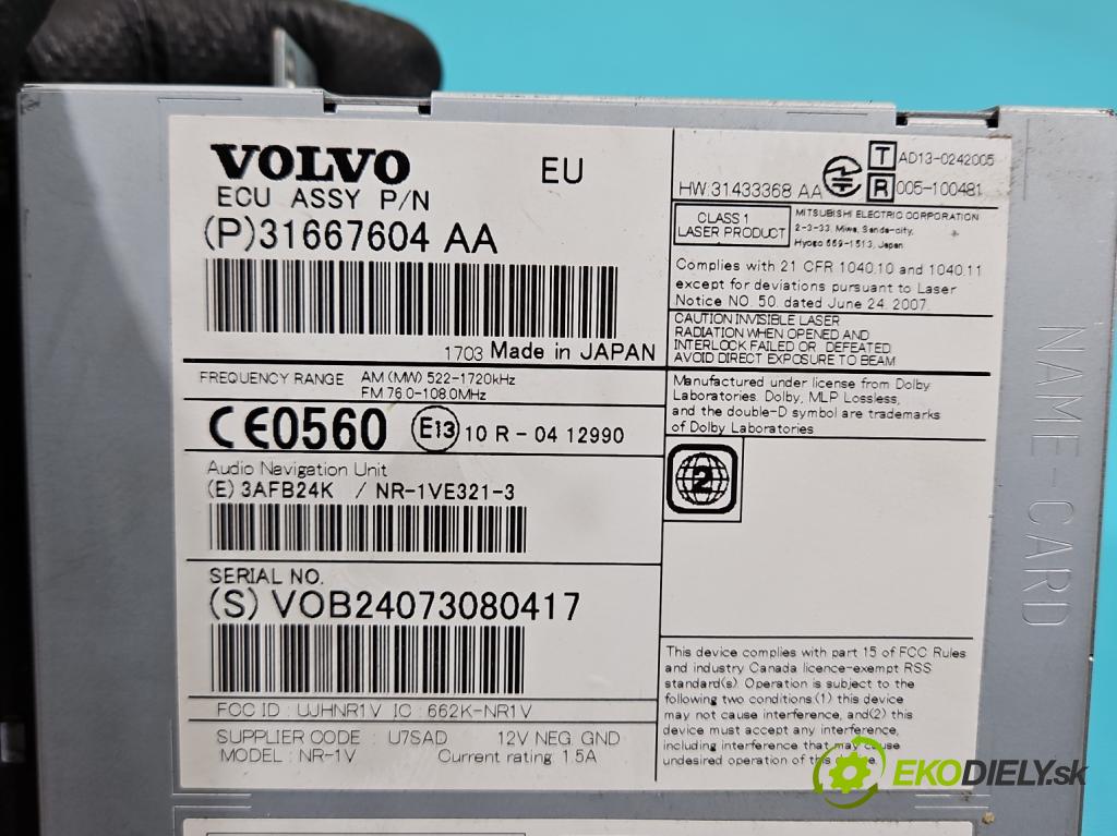 Volvo V40 II 2012-2019 2.0 D4 190 HP manual 140 kW 1969 cm3 5- Radio originál 31667604AA