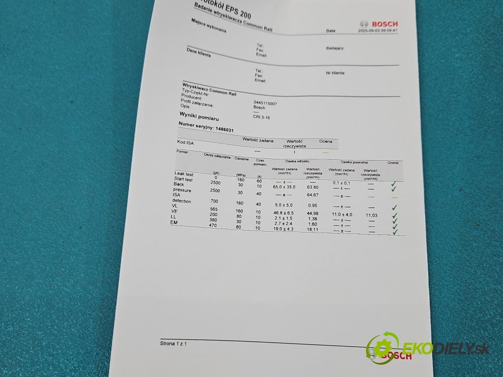 Renault Koleos I 2008-2016 2.0 dci 150 HP manual 110 kW 1995 cm3 5- vstrek 0445115007 (Vstrekovač paliva)