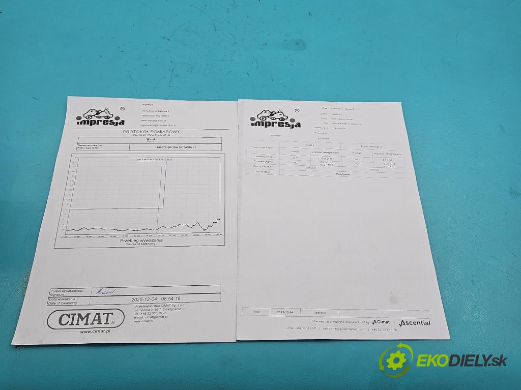 Skoda Octavia II 2004-2013 2.0 tdi 140 HP manual 103 kW 1968 cm3 5- turbodúchadlo, turbo repasovaná 724930-6
