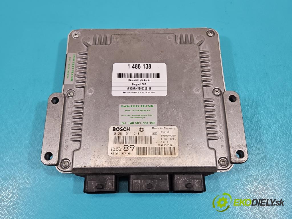 Peugeot 307 2.0 HDI 107 HP manual 79 kW 1997 cm3 5- riadiaca jednotka motora 0281011248