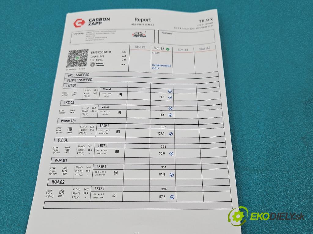 Citroen C5 II 2008-2017 2.0 hdi 163 HP automatic 120 kW 1997 cm3 5- vstrek EMBR00101D (Vstrekovač paliva)