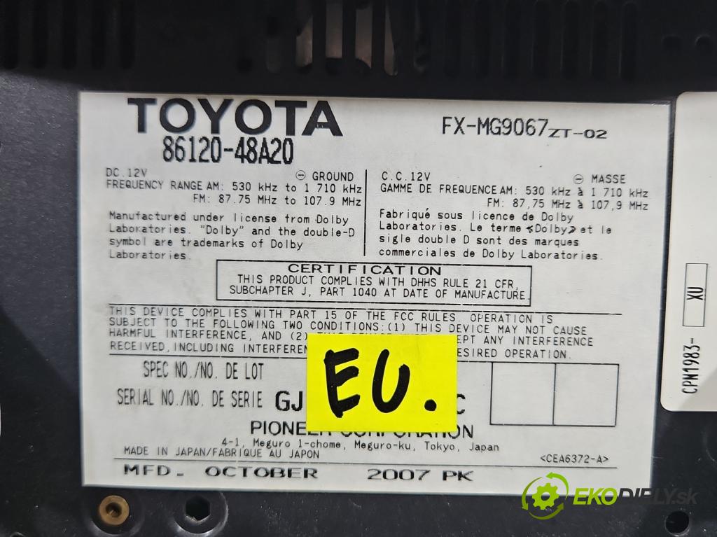 Lexus RX II 2003-2008 3.3 v6 211KM automatic 155 kW 3331 cm3 5- Radio originál 86120-48A20