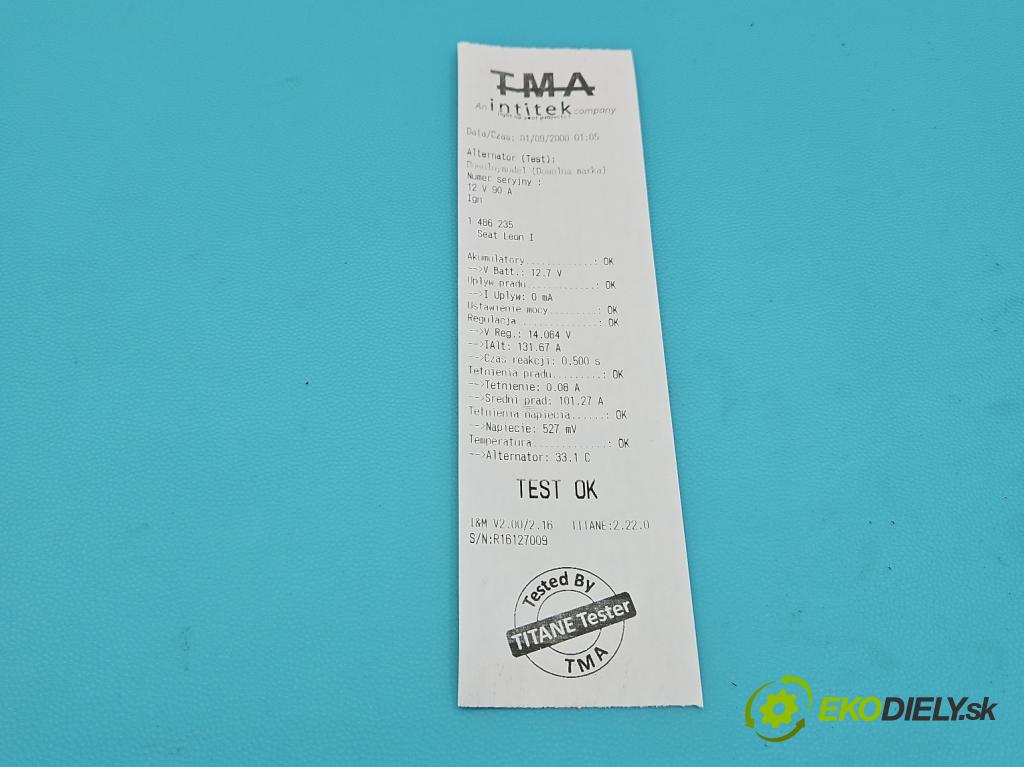 Seat Leon I 1999-2005 1.8 20v 125 HP manual 92 kW 1781 cm3 5- Alternator 0124325003 (Alternátor)