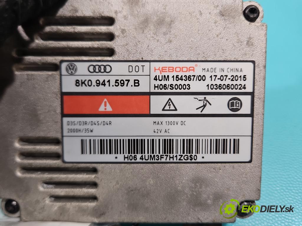 Audi Q5 2008-2016 2.0 tfsi: 220KM automatic 162 kW 1984 cm3 5- střídač: xenon 8K0941597B (Riadiaca jednotka xenónu)