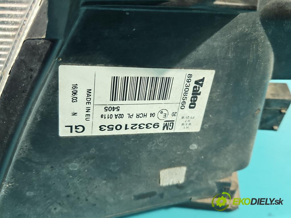Opel Meriva A 2002-2010 1.6 16v 101 hp manual 74 kW 1598 cm3 5- světlo pravý 93321053 (Pravé přední světlo)
